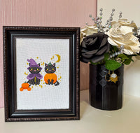 Black Cats Halloween Digital Cross-Stitch Pattern