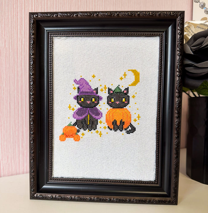Black Cats Halloween Digital Cross-Stitch Pattern