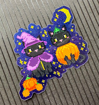 Halloween Glitter Cat Sticker | Spooky Cat Vinyl Sticker