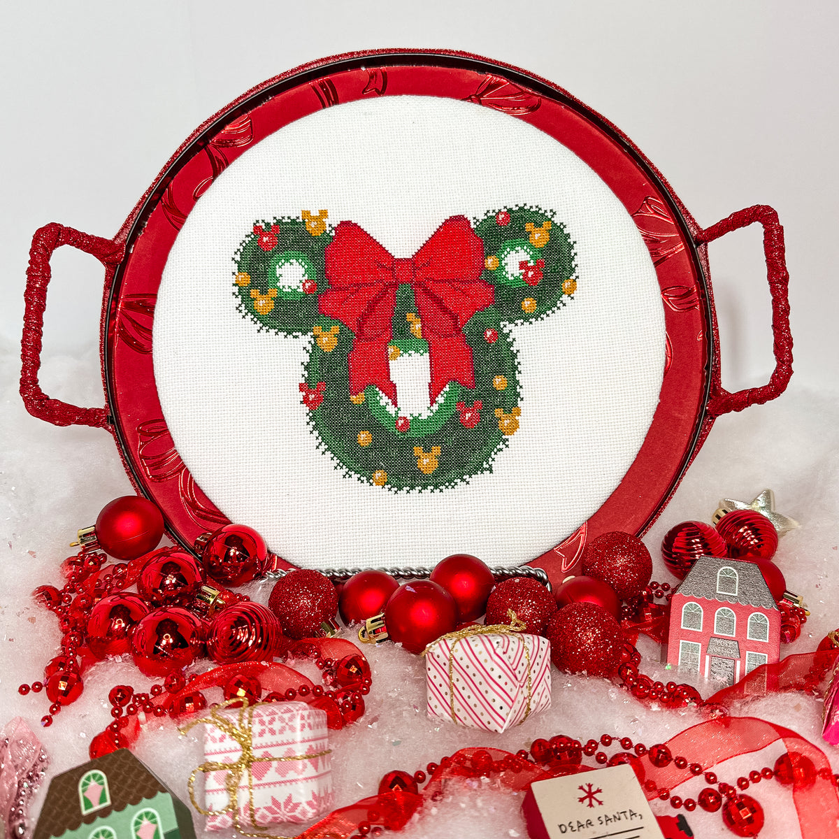 Mouse Christmas Wreath Cross-Stitch Pattern Bundle