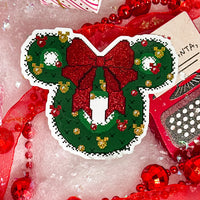 Pink and Red Mouse Wreath Christmas Sticker Bundle