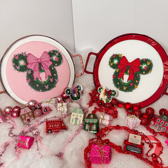 Mouse Christmas Wreath Cross-Stitch Pattern Bundle