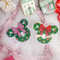 Pink and Red Mouse Wreath Christmas Sticker Bundle