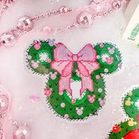 Pink and Red Mouse Wreath Christmas Sticker Bundle