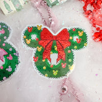 Pink and Red Mouse Wreath Christmas Sticker Bundle