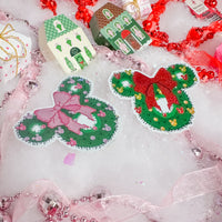 Pink and Red Mouse Wreath Christmas Sticker Bundle